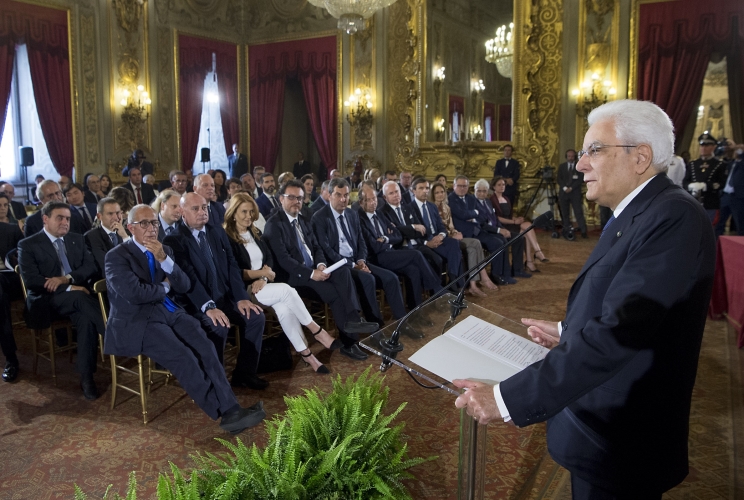 Il Presidente della Repubblica Sergio Mattarella rivolge il suo intervento 