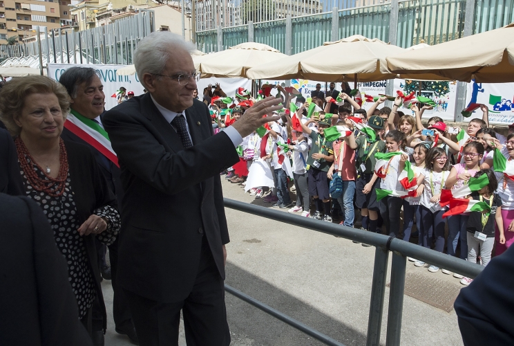 Il Presidente Sergio Mattarella al suo arrivo a Palermo 