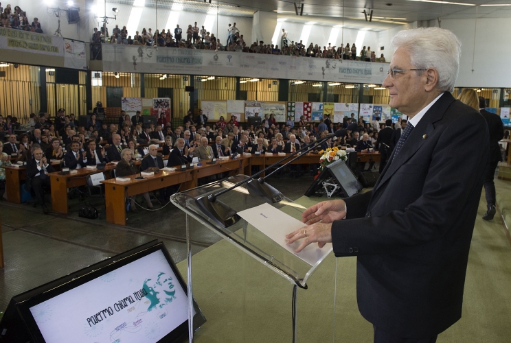 Il Presidente Sergio Mattarella in occasione del suo intervento alla manifestazione "Palermo chiama Italia"