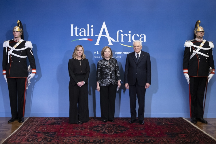 Il Presidente della Repubblica Sergio Mattarella e il il Presidente del Consiglio Giorgia Meloni in occasione del vertice Italia Africa
