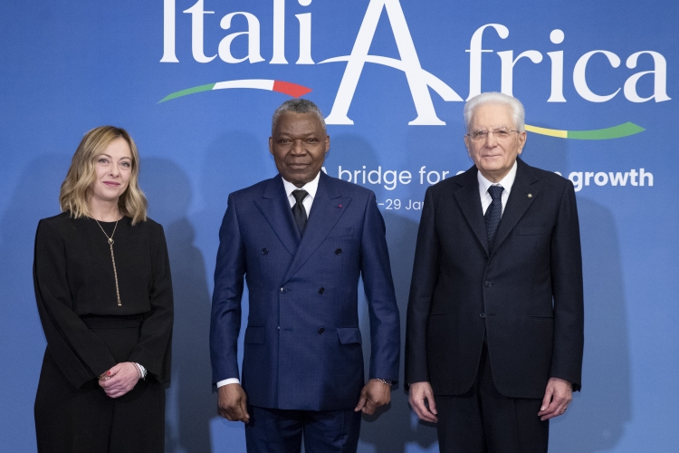 Il Presidente della Repubblica Sergio Mattarella e il il Presidente del Consiglio Giorgia Meloni in occasione del vertice Italia Africa
