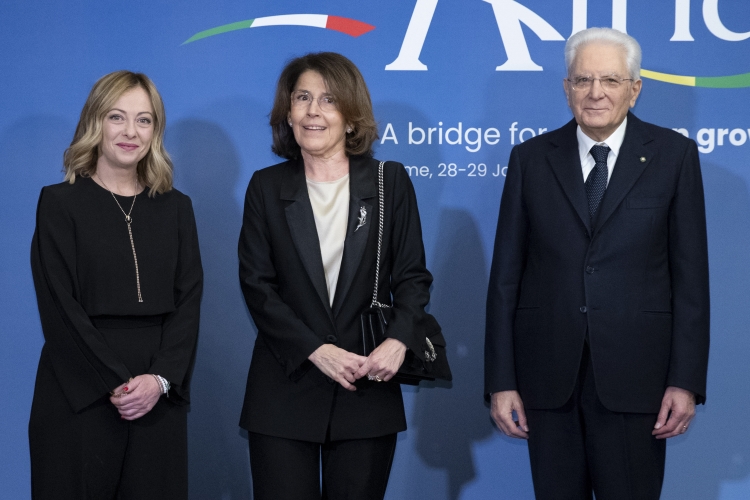 Il Presidente della Repubblica Sergio Mattarella e il il Presidente del Consiglio Giorgia Meloni in occasione del vertice Italia Africa
