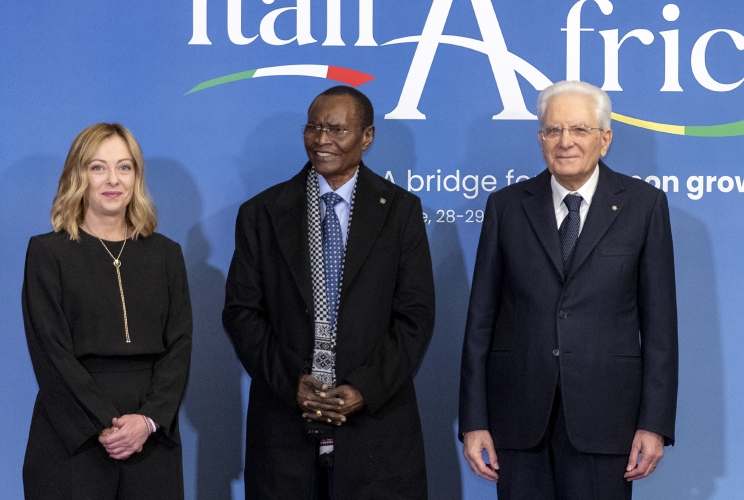 Il Presidente della Repubblica Sergio Mattarella e il il Presidente del Consiglio Giorgia Meloni in occasione del vertice Italia Africa
