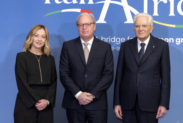 Il Presidente della Repubblica Sergio Mattarella e il il Presidente del Consiglio Giorgia Meloni in occasione del vertice Italia Africa
