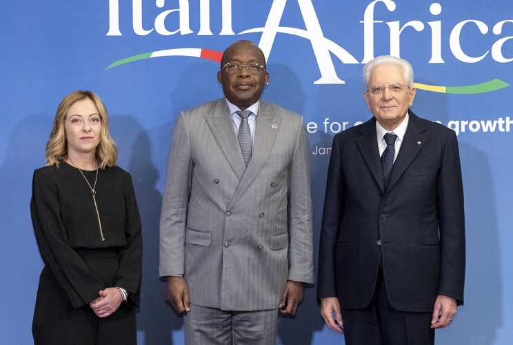 Il Presidente della Repubblica Sergio Mattarella e il il Presidente del Consiglio Giorgia Meloni in occasione del vertice Italia Africa
