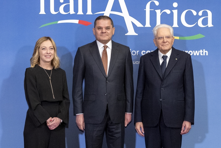 Il Presidente della Repubblica Sergio Mattarella e il il Presidente del Consiglio Giorgia Meloni in occasione del vertice Italia Africa
