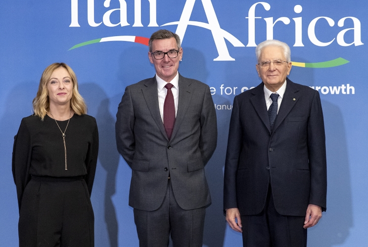 Il Presidente della Repubblica Sergio Mattarella e il il Presidente del Consiglio Giorgia Meloni in occasione del vertice Italia Africa
