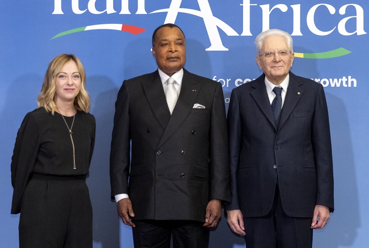 Il Presidente della Repubblica Sergio Mattarella e il il Presidente del Consiglio Giorgia Meloni in occasione del vertice Italia Africa

