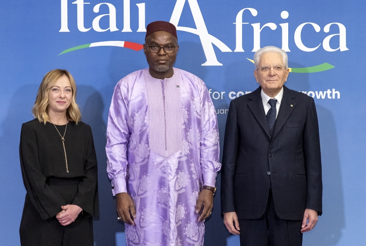 Il Presidente della Repubblica Sergio Mattarella e il il Presidente del Consiglio Giorgia Meloni in occasione del vertice Italia Africa

