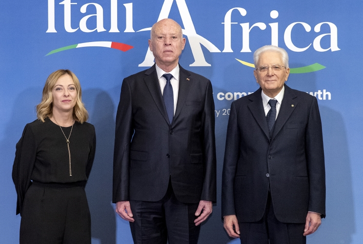 Il Presidente della Repubblica Sergio Mattarella e il il Presidente del Consiglio Giorgia Meloni in occasione del vertice Italia Africa
