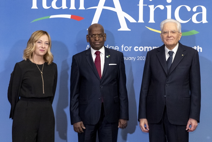 Il Presidente della Repubblica Sergio Mattarella e il il Presidente del Consiglio Giorgia Meloni in occasione del vertice Italia Africa
