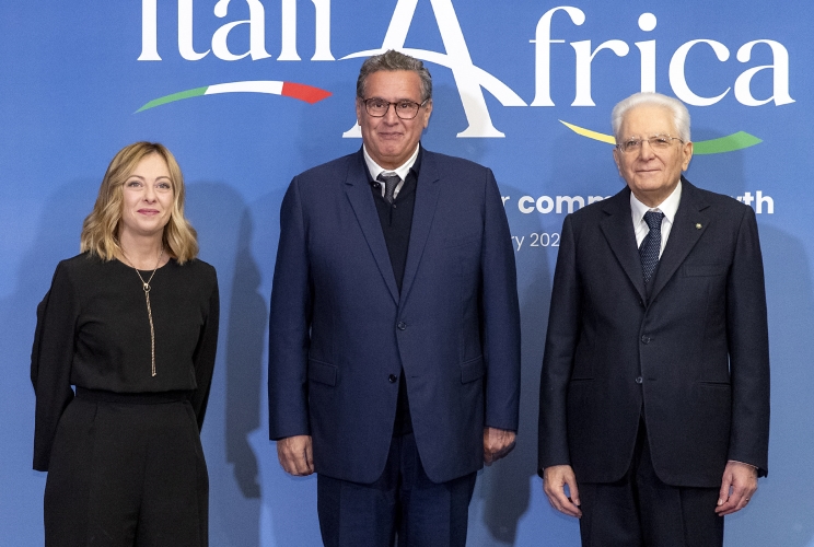 Il Presidente della Repubblica Sergio Mattarella e il il Presidente del Consiglio Giorgia Meloni in occasione del vertice Italia Africa

