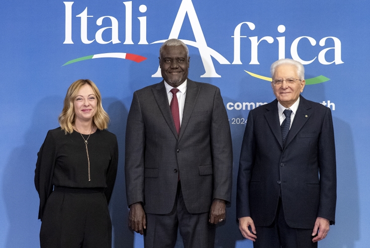 Il Presidente della Repubblica Sergio Mattarella e il il Presidente del Consiglio Giorgia Meloni in occasione del vertice Italia Africa
