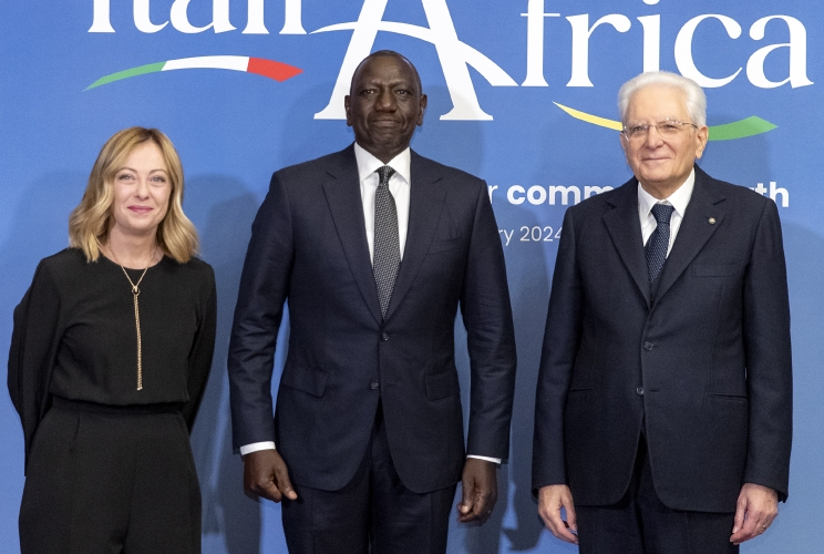 Il Presidente della Repubblica Sergio Mattarella e il il Presidente del Consiglio Giorgia Meloni in occasione del vertice Italia Africa
