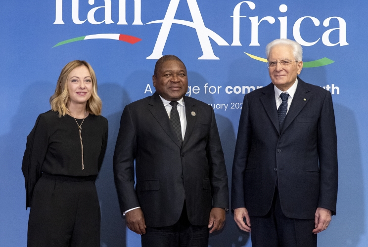 Il Presidente della Repubblica Sergio Mattarella e il il Presidente del Consiglio Giorgia Meloni in occasione del vertice Italia Africa