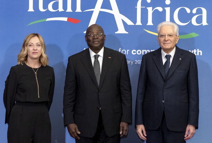 Il Presidente della Repubblica Sergio Mattarella e il il Presidente del Consiglio Giorgia Meloni in occasione del vertice Italia Africa
