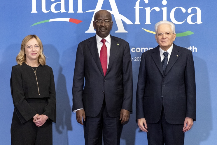 Il Presidente della Repubblica Sergio Mattarella e il il Presidente del Consiglio Giorgia Meloni in occasione del vertice Italia Africa
