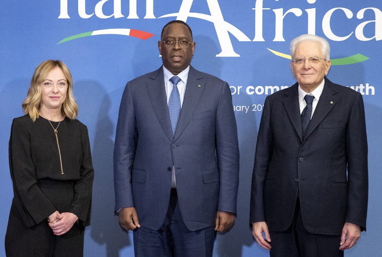 Il Presidente della Repubblica Sergio Mattarella e il il Presidente del Consiglio Giorgia Meloni in occasione del vertice Italia Africa
