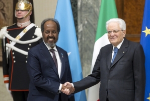  Il Presidente Sergio Mattarella con Hassan Sheikh Mohamud, Presidente della Repubblica Federale di Somalia