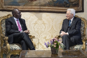 Il Presidente Sergio Mattarella nel corso dei colloqui con William Samoei Ruto,Presidente della Repubblica del Kenya
