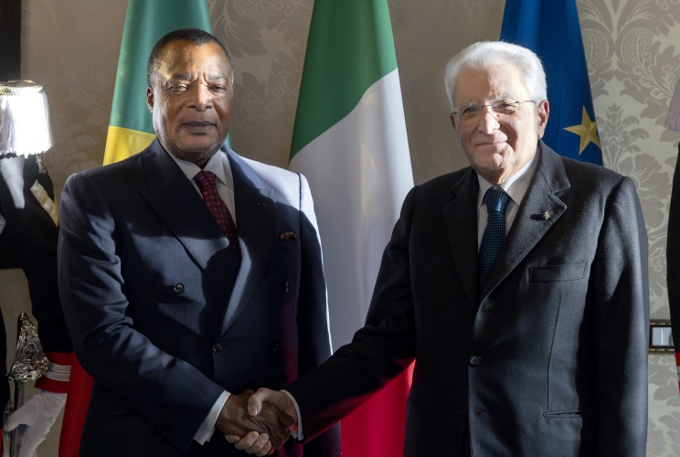 Il Presidente Sergio Mattarella con Denis Sassou Nguesso, Presidente della Repubblica del Congo
