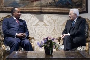 Il Presidente Sergio Mattarella nel corso dei colloqui con Denis Sassou Nguesso, Presidente della Repubblica del Congo
