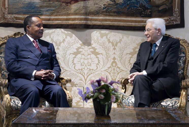 Il Presidente Sergio Mattarella nel corso dei colloqui con Denis Sassou Nguesso, Presidente della Repubblica del Congo
