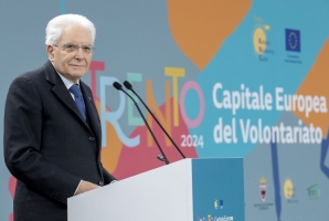 Il Presidente della Repubblica Sergio Mattarella alla cerimonia di apertura di "Trento Capitale europea e italiana del Volontariato 2024"