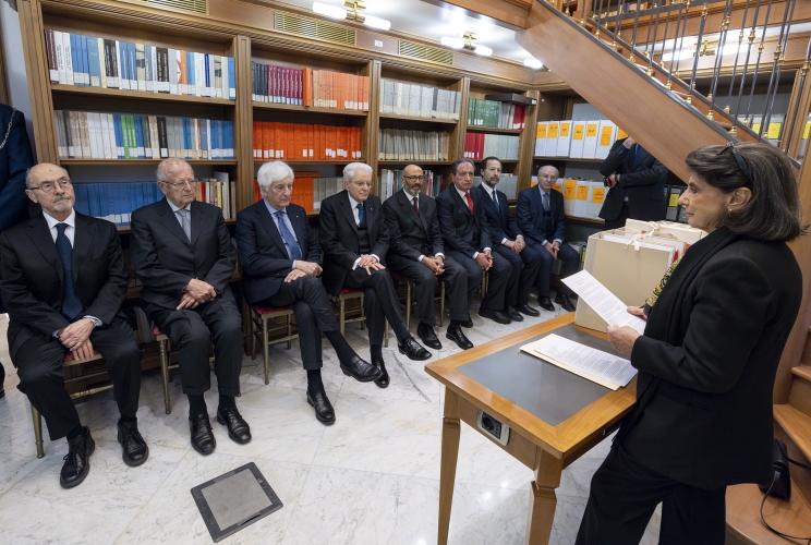 Il Presidente Sergio Mattarella alla presentazione dell’archivio del Presidente Giorgio Napolitano