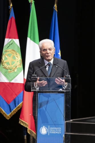 Il Presidente della Repubblica Sergio Mattarella alla cerimonia di inaugurazione dell’Anno Accademico 2023/2024 dell'Università degli Studi di Firenze 
