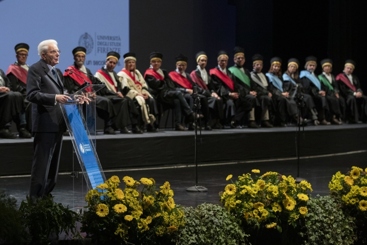 Il Presidente della Repubblica Sergio Mattarella alla cerimonia di inaugurazione dell’Anno Accademico 2023/2024 dell'Università degli Studi di Firenze 
