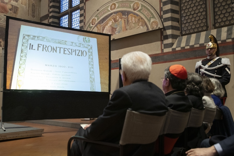 Il Presidente della Repubblica Sergio Mattarella al  Convento francescano di Santa Croce in occasione  dell'inaugurazione della Fondazione Piero Bargellini.  
