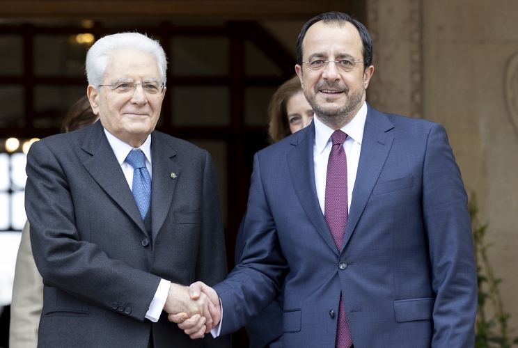 Il Presidente della Repubblica Sergio Mattarella e il Presidente della Repubblica di Cipro Nikos Christodoulides