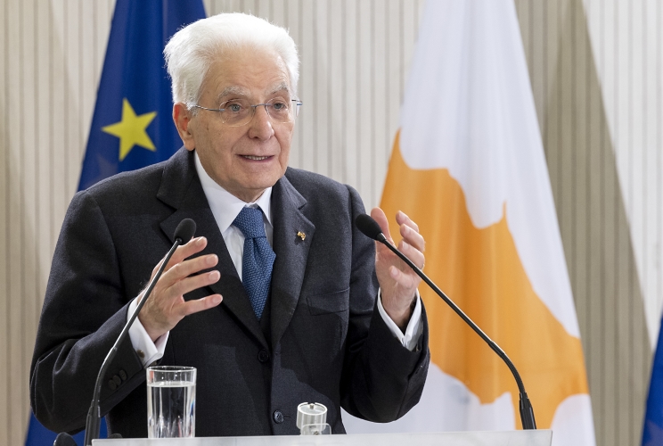  Il Presidente della Repubblica Sergio Mattarella nel corso delle dichiarazioni alla stampa
