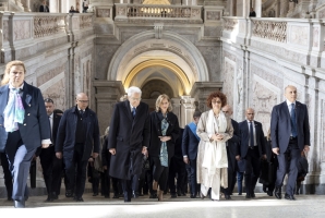 Il Presidente della Repubblica Sergio Mattarella alla cerimonia d’inaugurazione delle Sale espositive della Gran Galleria della Reggia di Caserta