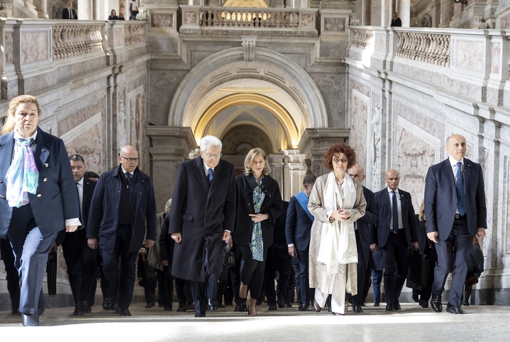 Il Presidente della Repubblica Sergio Mattarella alla cerimonia d’inaugurazione delle Sale espositive della Gran Galleria della Reggia di Caserta