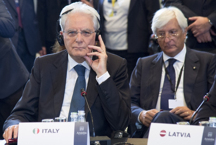 Il Presidente Sergio Mattarella in occasione della seconda giornata di lavoro del Meeting Arraiolos 2017