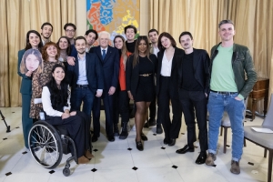 Il Presidente Sergio Mattarella in occasione dell'incontro con 12 giovani creator dal titolo "La Costituzione in Shorts”
