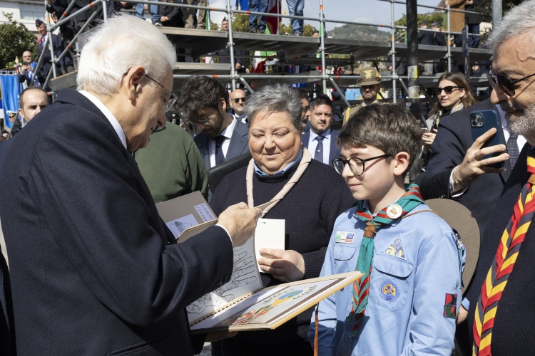 Il Presidente della Repubblica Sergio Mattarella in occasione della cerimonia commemorativa dell’ottantesimo anniversario della distruzione della città di Cassino
