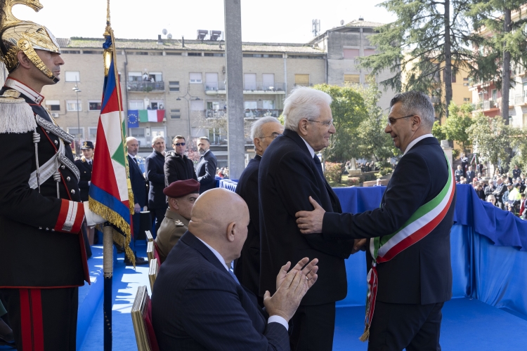 Il Presidente della Repubblica Sergio Mattarella in occasione della cerimonia commemorativa dell’ottantesimo anniversario della distruzione della città di Cassino