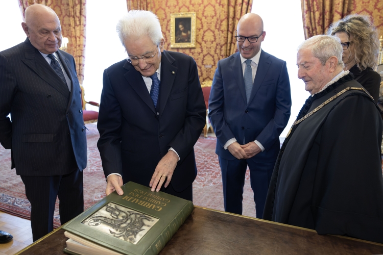 Il Presidente della Repubblica Sergio Mattarella con Augusto Antonio Barbera, Presidente della Corte costituzionale,con Lorenzo Fontana, Presidente della Camera dei deputati,con Anna Rossomando, Vice presidente del Senato della Repubblica e con Carlo Nordio, Ministro della Giustizia – Rappresentante di Governo,in occasione della partecipazione in forma ufficiale, alla Riunione straordinaria della Corte costituzionale sull’attività svolta nell’anno 2023
