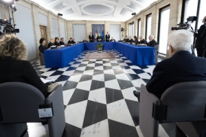 Il Presidente della Repubblica Sergio Mattarella in occasione della partecipazione in forma ufficiale, alla Riunione straordinaria della Corte costituzionale sull’attività svolta nell’anno 2023
