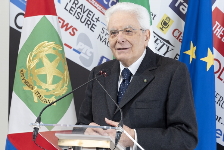 Il Presidente Sergio Mattarella in occasione dell’inaugurazione della nuova sede dell’Associazione Stampa estera