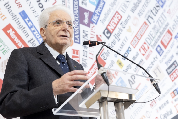 Il Presidente Sergio Mattarella in occasione dell’inaugurazione della nuova sede dell’Associazione Stampa estera