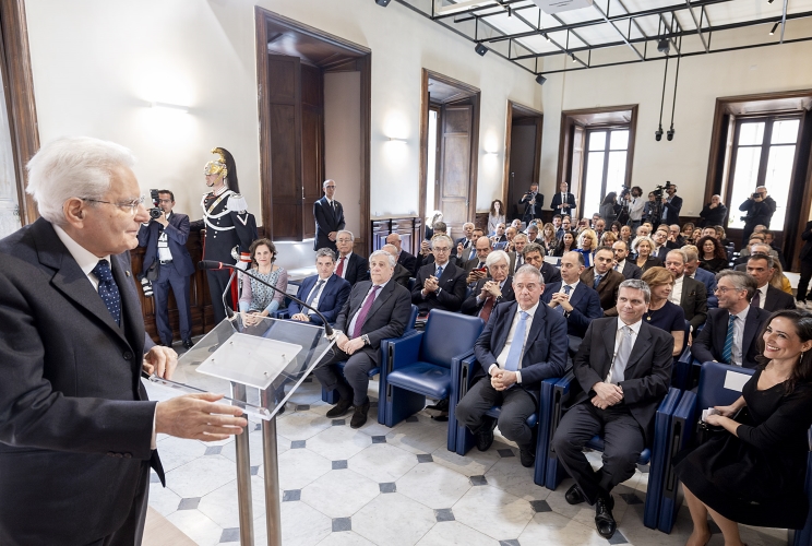 Il Presidente Sergio Mattarella in occasione dell’inaugurazione della nuova sede dell’Associazione Stampa estera