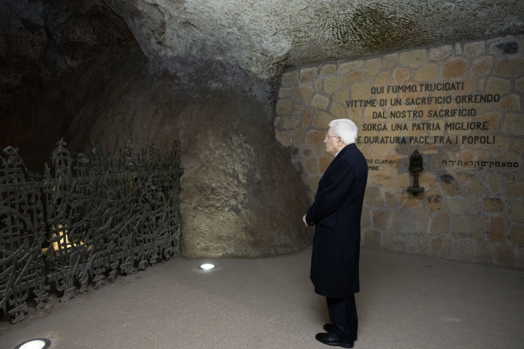 Il Presidente della Repubblica Sergio Mattarella in occasione della cerimonia commemorativa del 80° anniversario dell'eccidio delle Fosse Ardeatine
