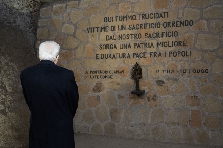 Il Presidente della Repubblica Sergio Mattarella in occasione della cerimonia commemorativa del 80° anniversario dell'eccidio delle Fosse Ardeatine

