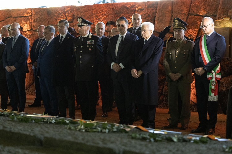 Il Presidente della Repubblica Sergio Mattarella in occasione della cerimonia commemorativa del 80° anniversario dell'eccidio delle Fosse Ardeatine
