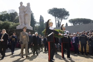Il Presidente della Repubblica Sergio Mattarella in occasione della cerimonia commemorativa del 80° anniversario dell'eccidio delle Fosse Ardeatine
