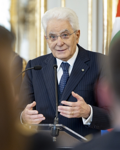 Il Presidente Sergio Mattarella in occasione dell'incontro con una rappresentanza dell’Aeronautica Militare, nel 101° anniversario di fondazione